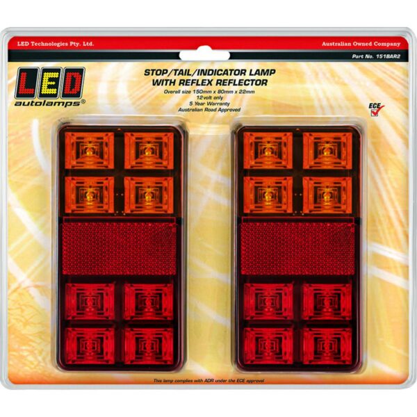 151BAR2 STOP/TAIL/INDICATOR W/REFLECT 12V 2PK