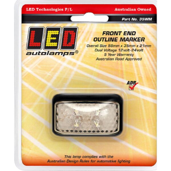 35WM LED WHITE FRONT OUTLINE POSITION MARKER 4 LEDs 10-30V