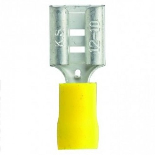 YQCF10-1 YELLOW 10mm FEMALE PUSH-ON CRIMP TERMINAL  (100)