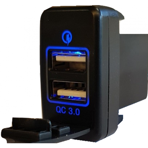 USBT2 DUAL USB SUIT TOYOTA (LARGE) 12/24V 3.1A BLUE